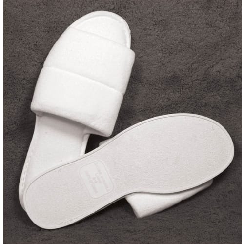 Pantuflas de Felpa Kartri, Punta Abierta para Mujer, Suela de PVC, en Blanco